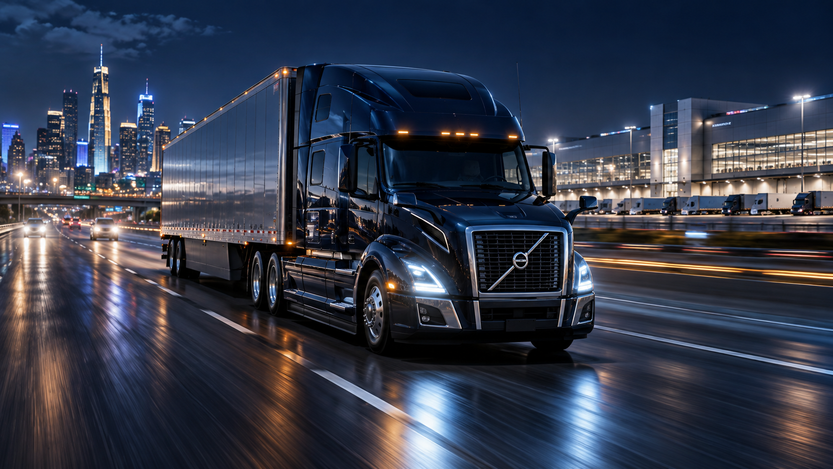 2027 Volvo VNL moving expedited freight at night