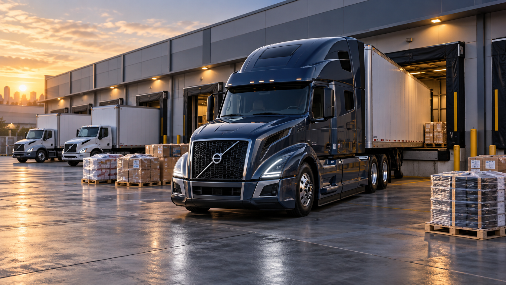 2027 Volvo VNL at a modern LTL cross-dock
